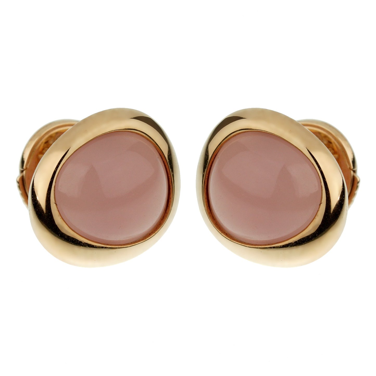 Frthted of Paris Pink Quartz 18k Rose Gold Stud Earrings