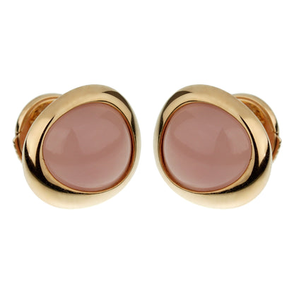 Frthted of Paris Pink Quartz 18k Rose Gold Stud Earrings