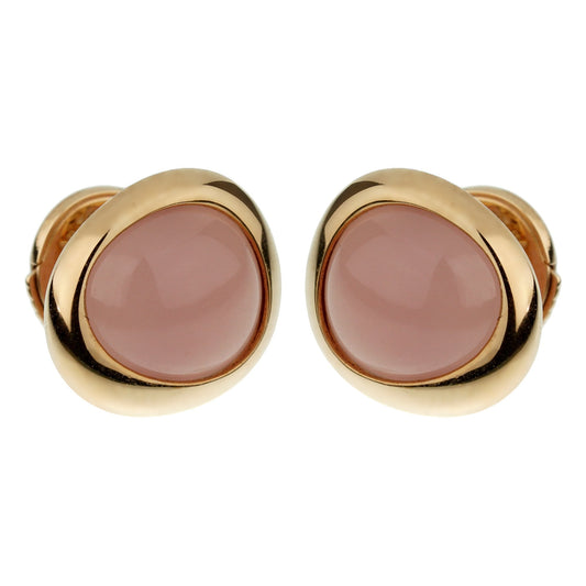 Frthted of Paris Pink Quartz 18k Rose Gold Stud Earrings
