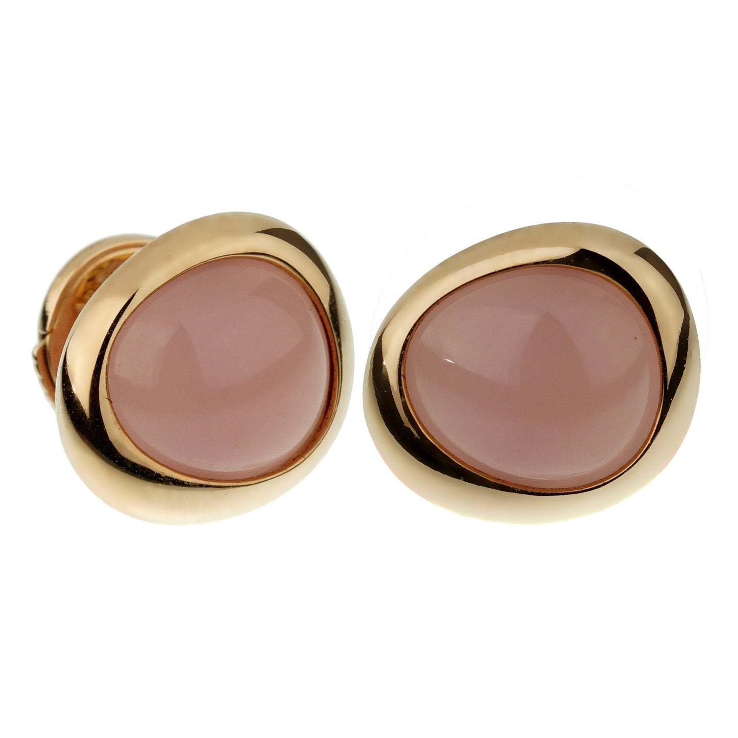 Frthted of Paris Pink Quartz 18k Rose Gold Stud Earrings