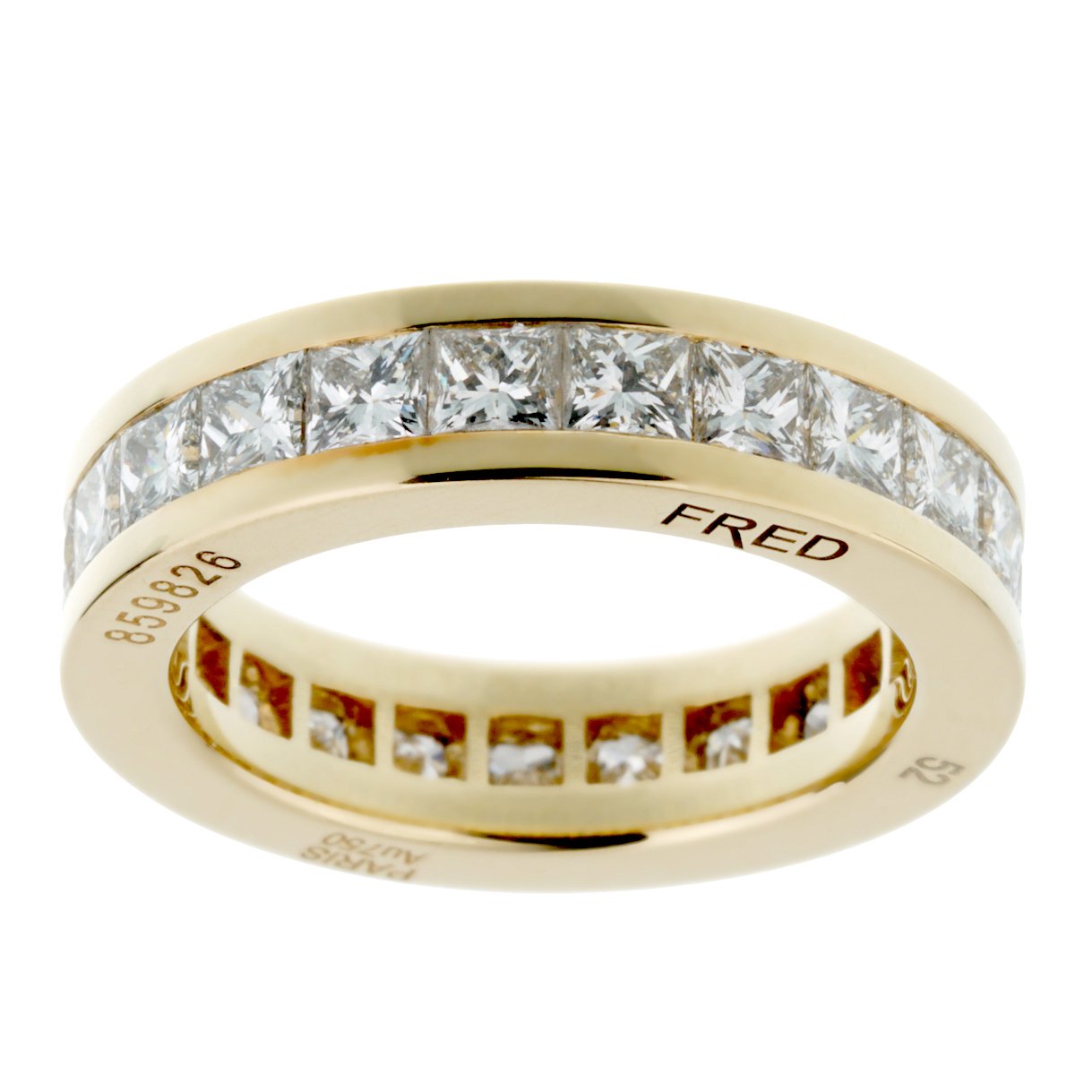 Frthted of Paris Princess Cut Diamond Eternity Yellow Gold Ring
