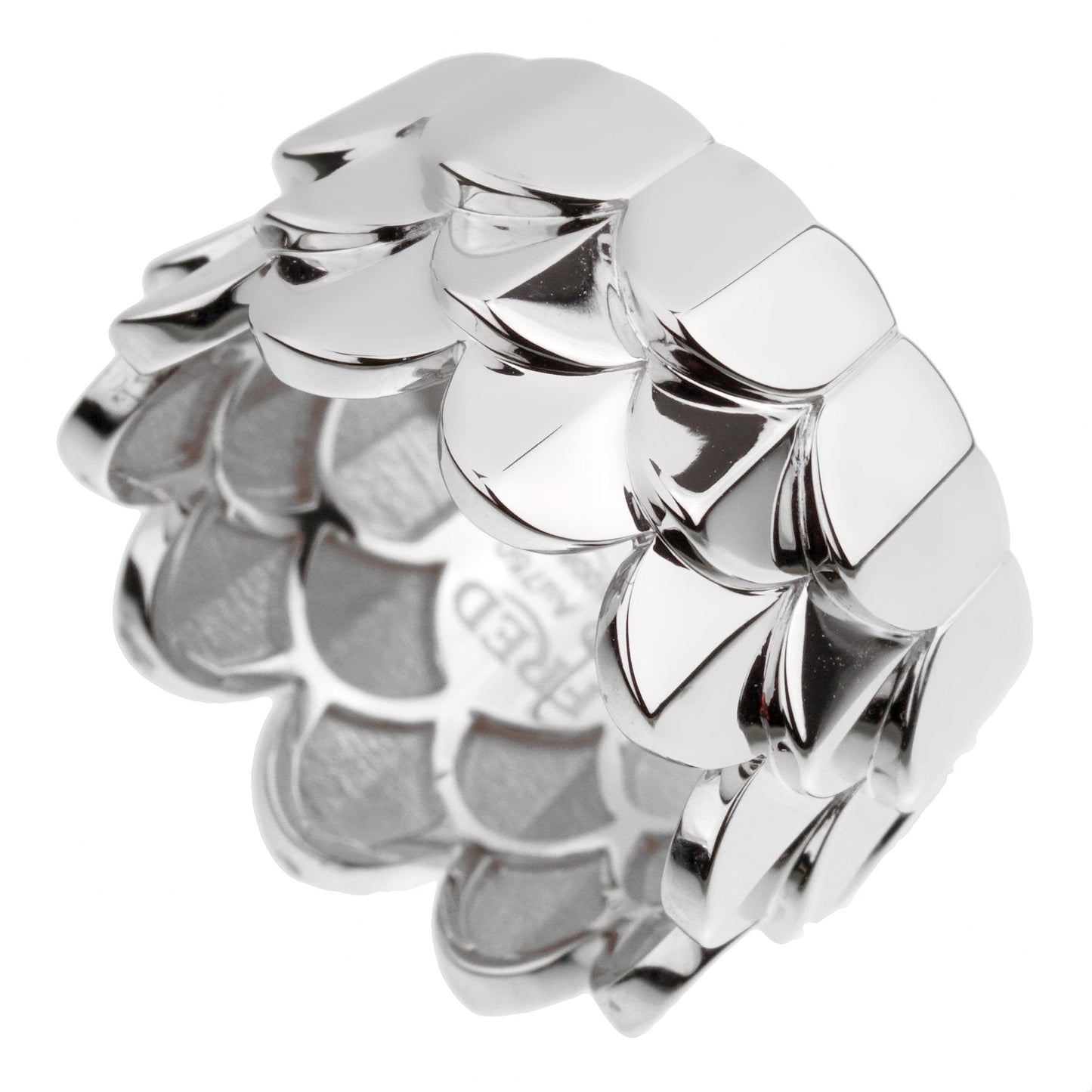 Frthted of Paris Triple Arc 18k White Gold Band Ring Sz 6 1/2