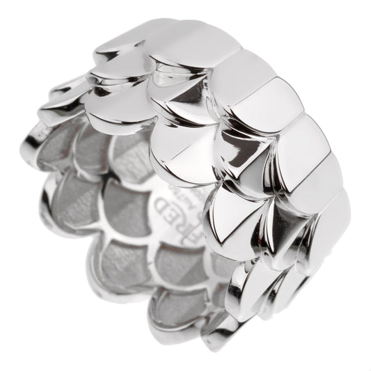 Frthted of Paris Triple Arc 18k White Gold Band Ring Sz 6 1/2