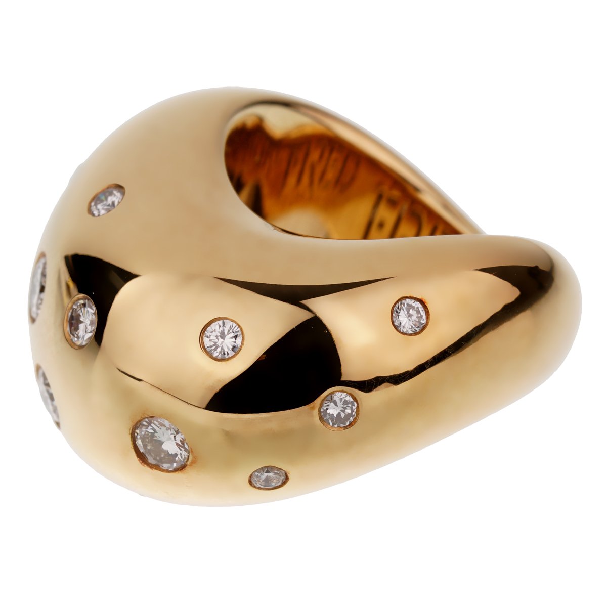 Frthted of Paris Wave Yellow Gold Cocktail Ring