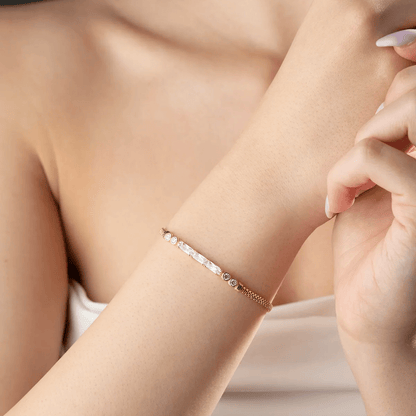 Baguette Stone Bracelet Gold-Plated Silver Mesh Chain