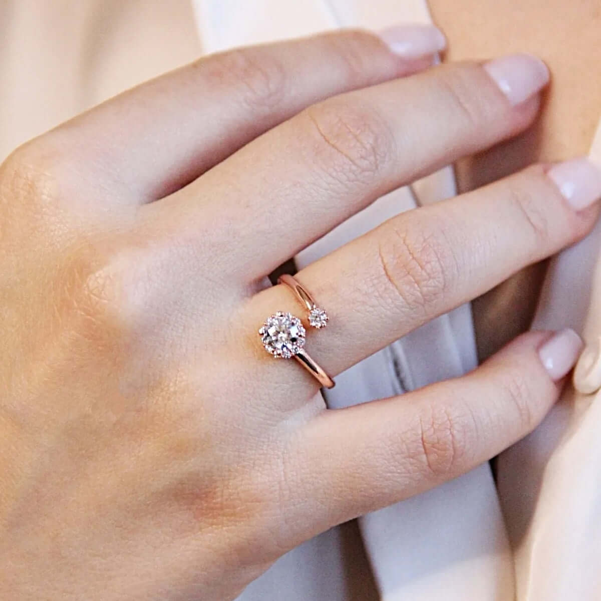 Gold-Plated Sterling Silver Open Ring with Cubic Zirconia