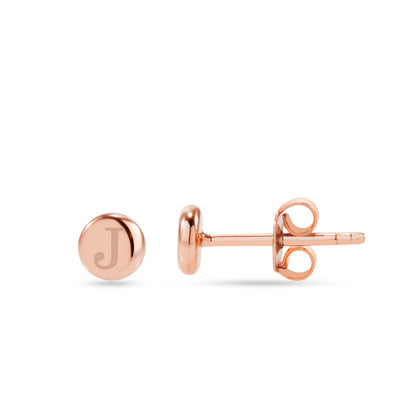 Solid Gold Studs Engravable Initial Earrings for Women