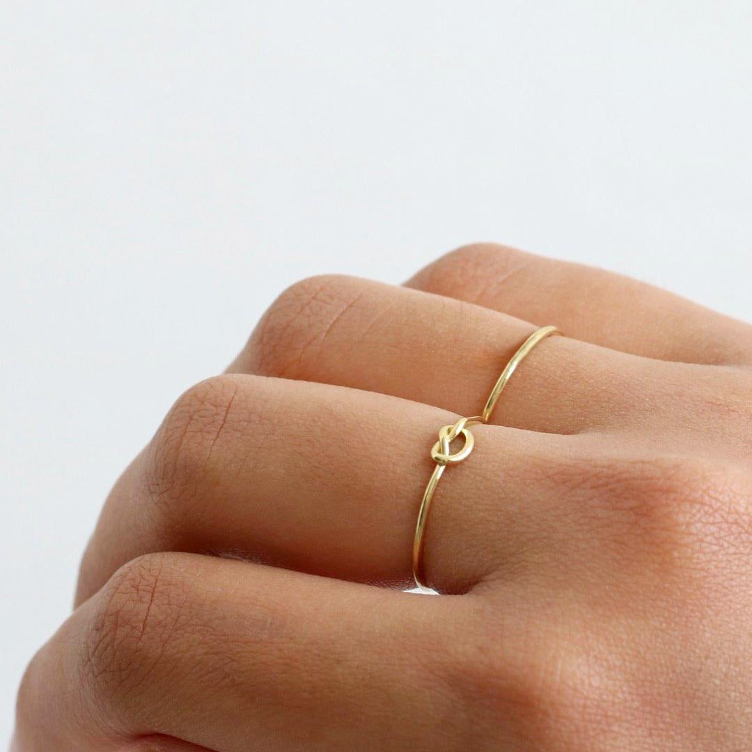 14K Gold Love Knot Ring Women's Modern Jewelry