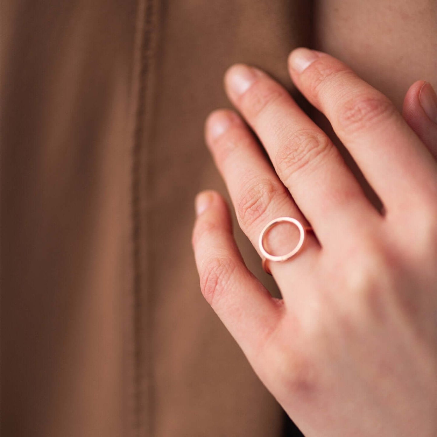 Minimalistic Round Ring 14K Rose Gold Women's Basic Jewelry