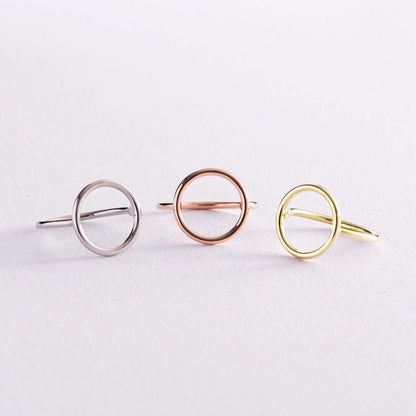 Open Circle Wire Ring in Sterling Silver Geometric Jewelry