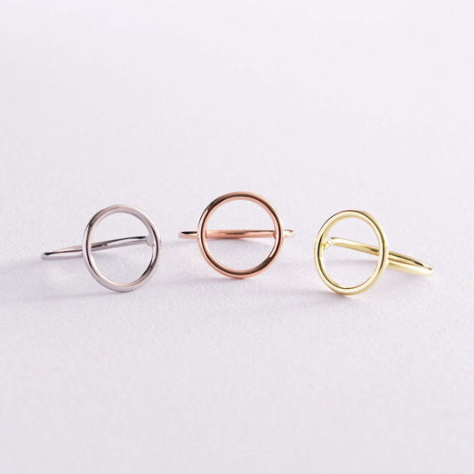Open Circle Wire Ring in Sterling Silver Geometric Jewelry