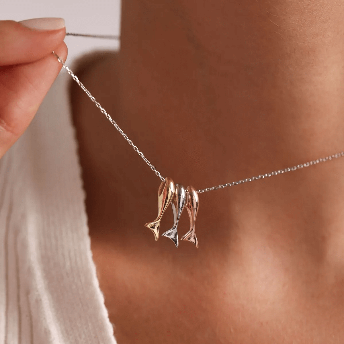 Good Luck Koi Fish Necklace Silver Goldfish Pendant