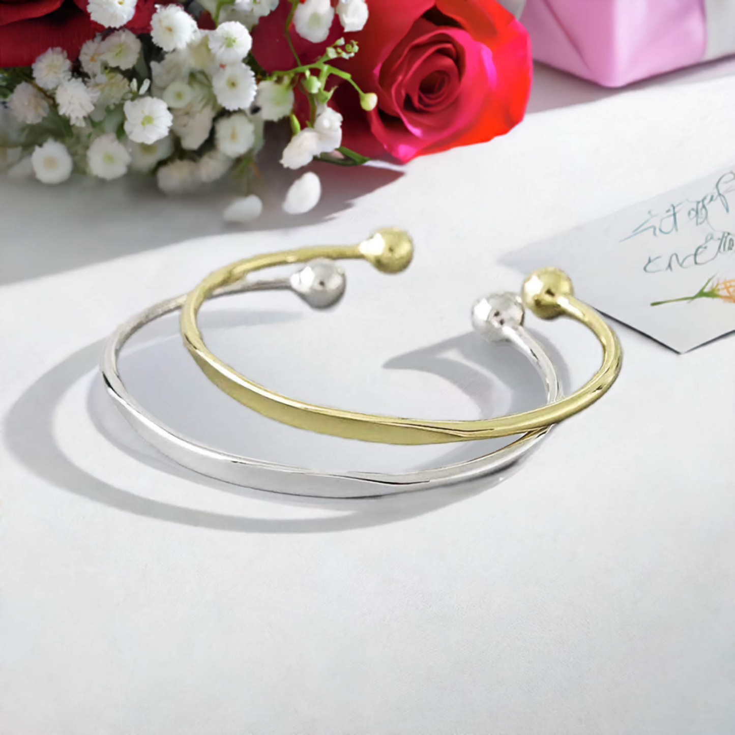 Open Bangle Bracelet Solid Sterling Silver Curved Cuff