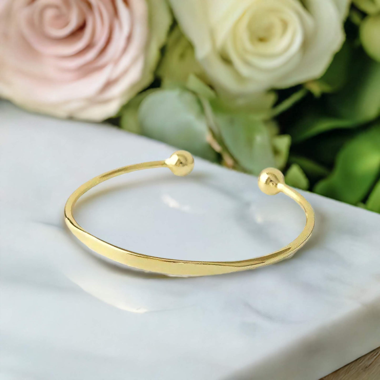 Open Bangle Bracelet Solid Sterling Silver Curved Cuff