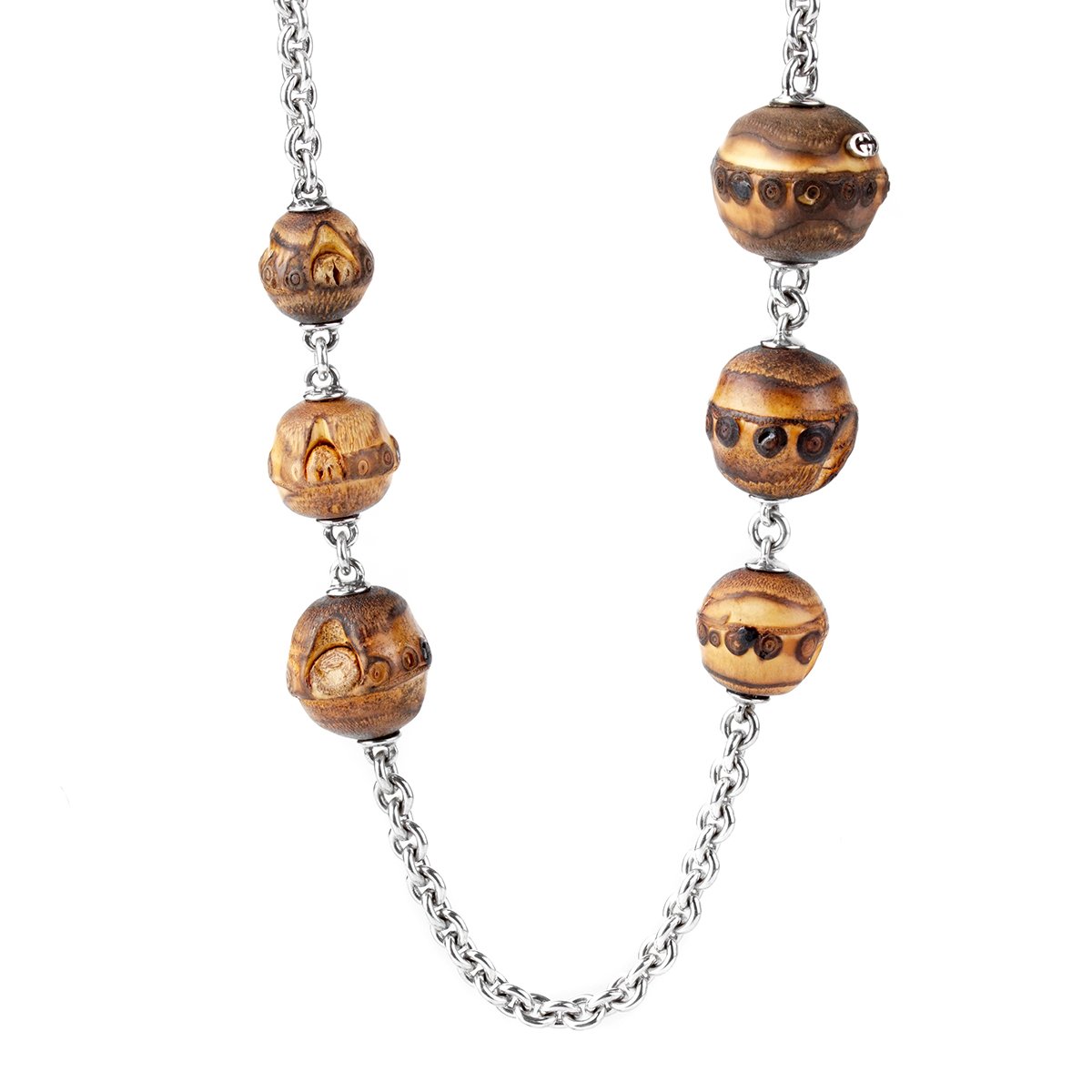 Guthtcci Bamboo Silver Long Chain Necklace