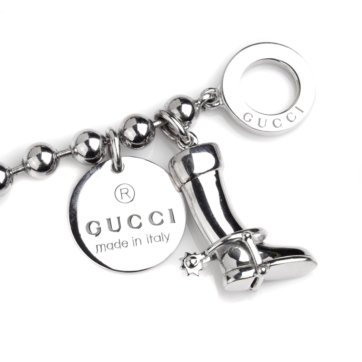 Guthtcci Bead Charm Toggle Silver Bracelet
