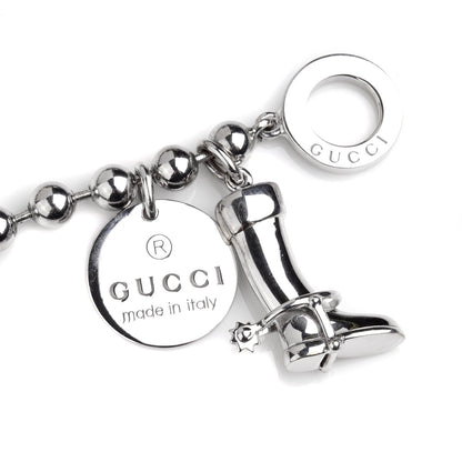Guthtcci Bead Charm Toggle Silver Bracelet