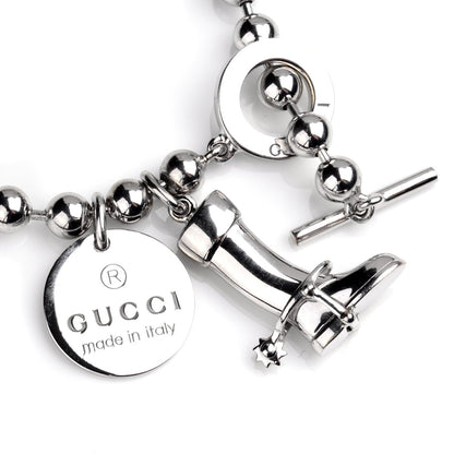 Guthtcci Bead Charm Toggle Silver Bracelet
