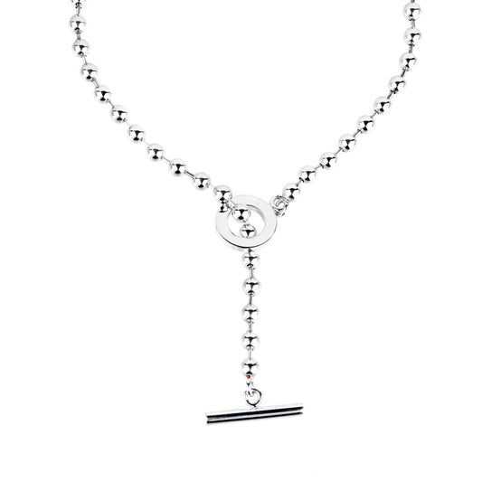 Guthtcci Beaded Toggle Choker Silver Necklace