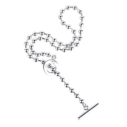 Guthtcci Beaded Toggle Choker Silver Necklace