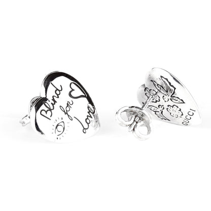 Guthtcci Blind for Love Heart Silver Earrings