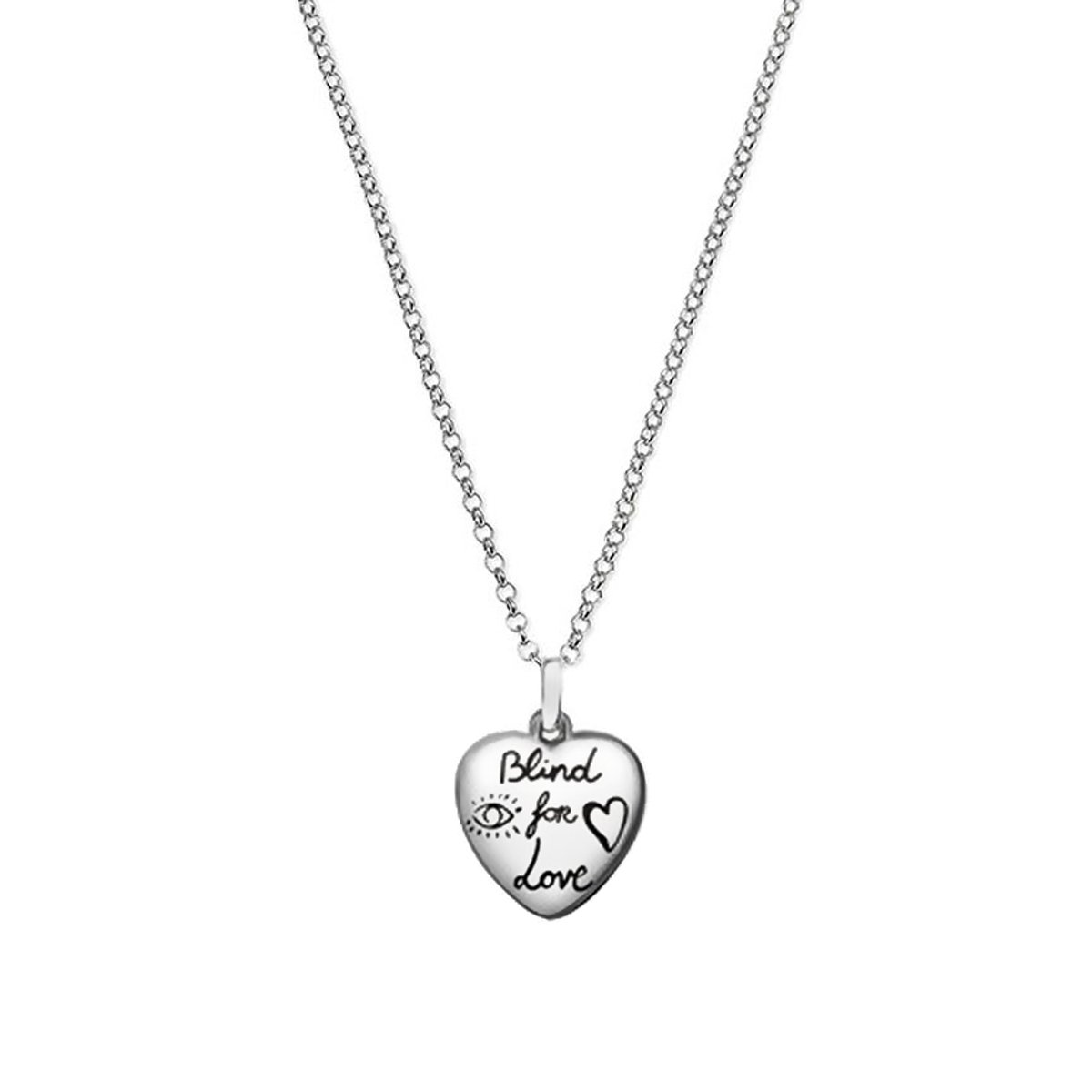Guthtcci Blind for Love Heart Silver Necklace