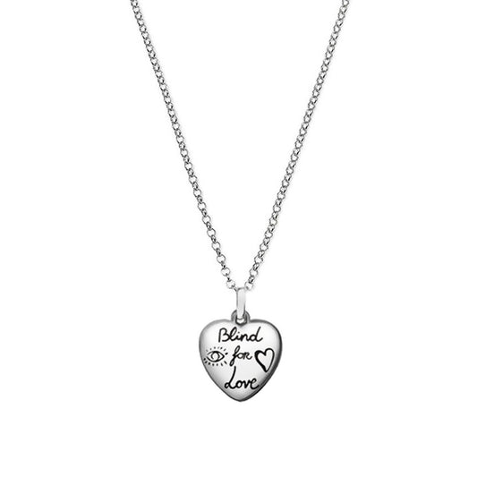 Guthtcci Blind for Love Heart Silver Necklace