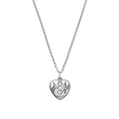 Guthtcci Blind for Love Heart Silver Necklace