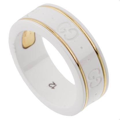 Guthtcci Icon Ceramic Yellow Gold Band Ring Sz 6