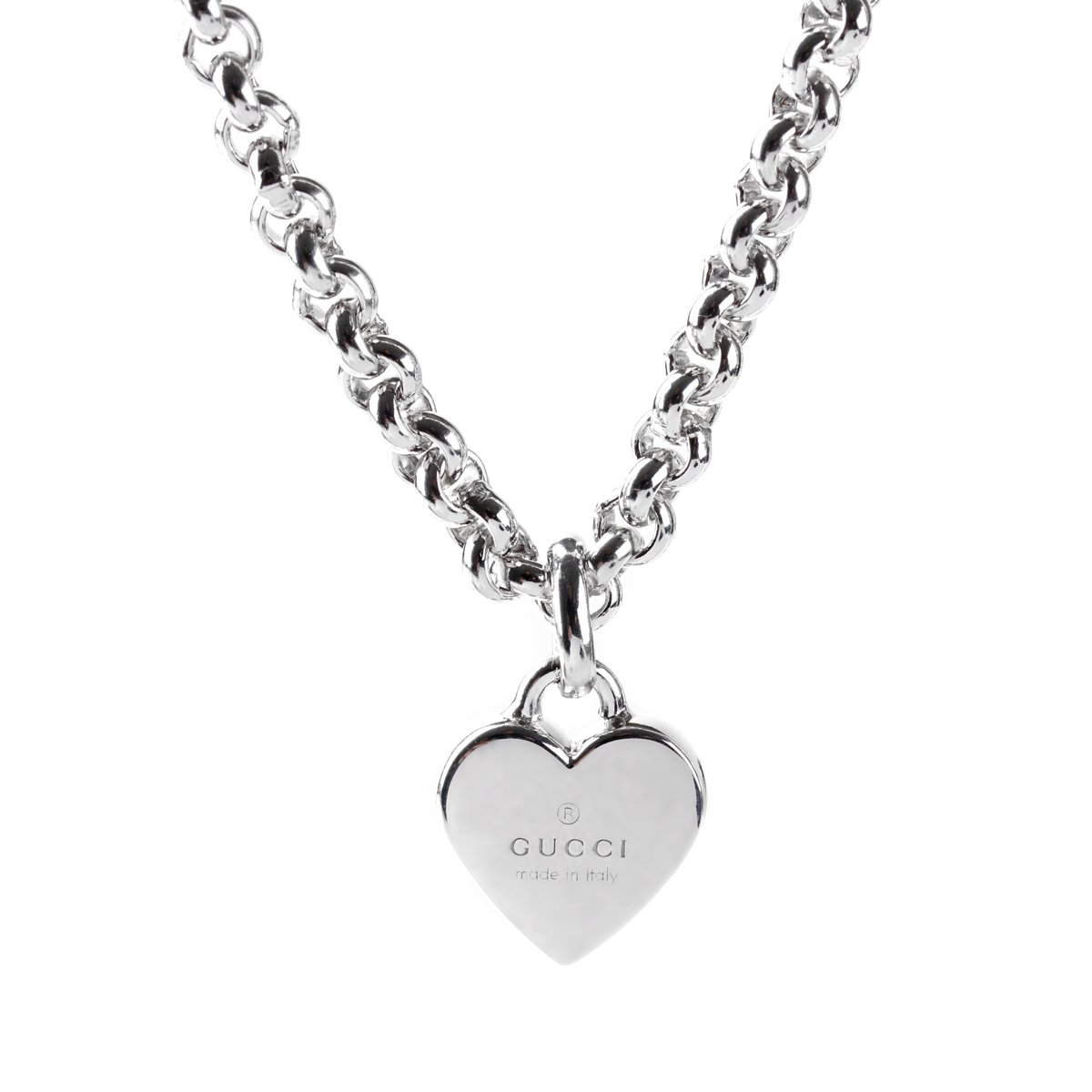 Guthtcci Chain Link Heart Silver Necklace