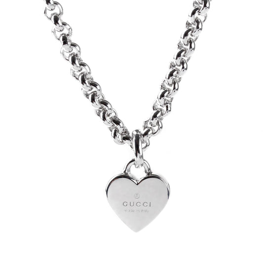 Guthtcci Chain Link Heart Silver Necklace