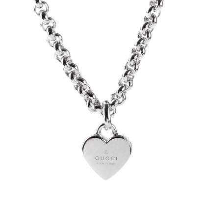 Guthtcci Chain Link Heart Silver Necklace