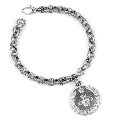 Guthtcci Charm Double G Bee Silver Bracelet