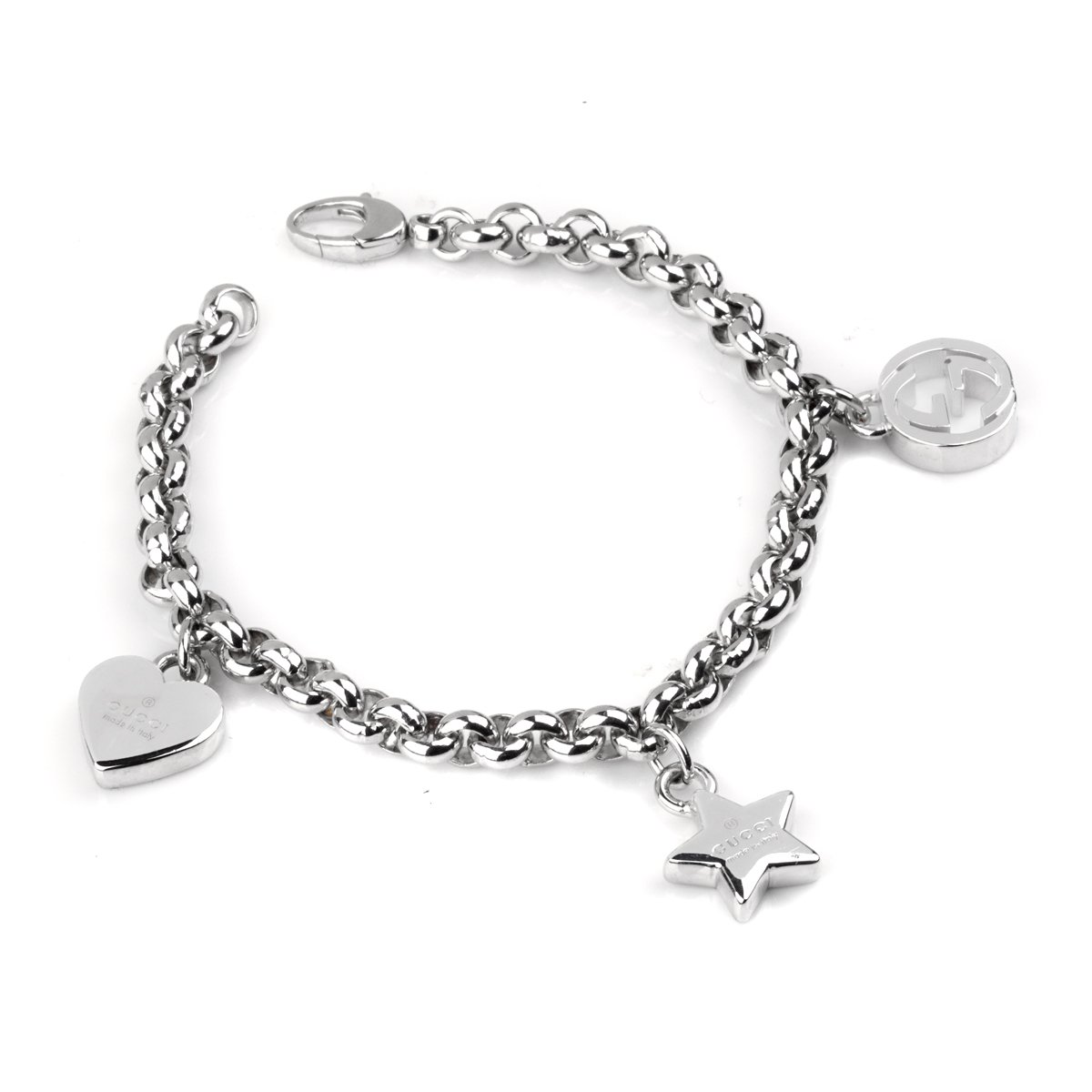 Guthtcci Charm Heart Star Double G Silver Bracelet