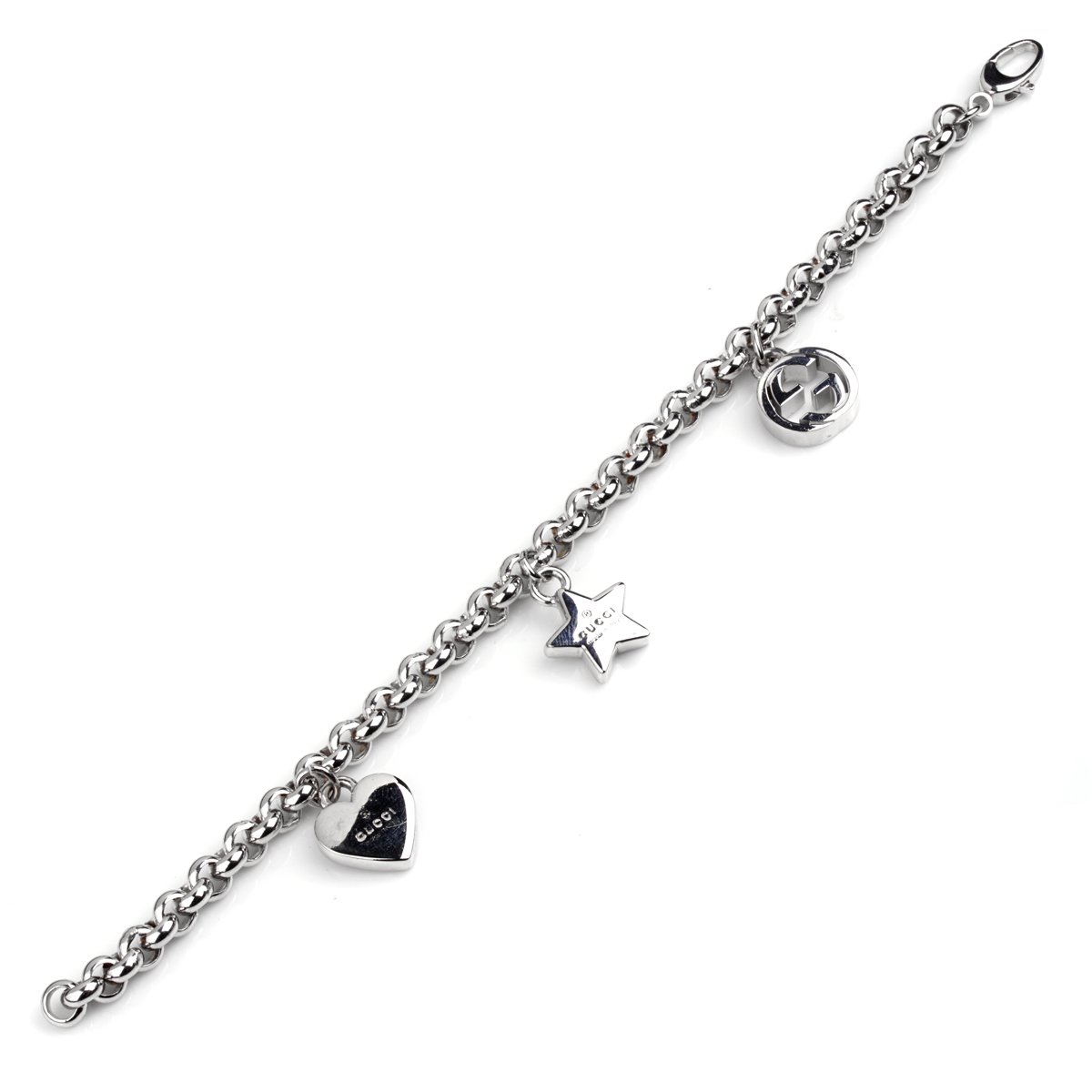 Guthtcci Charm Heart Star Double G Silver Bracelet