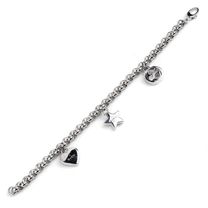 Guthtcci Charm Heart Star Double G Silver Bracelet