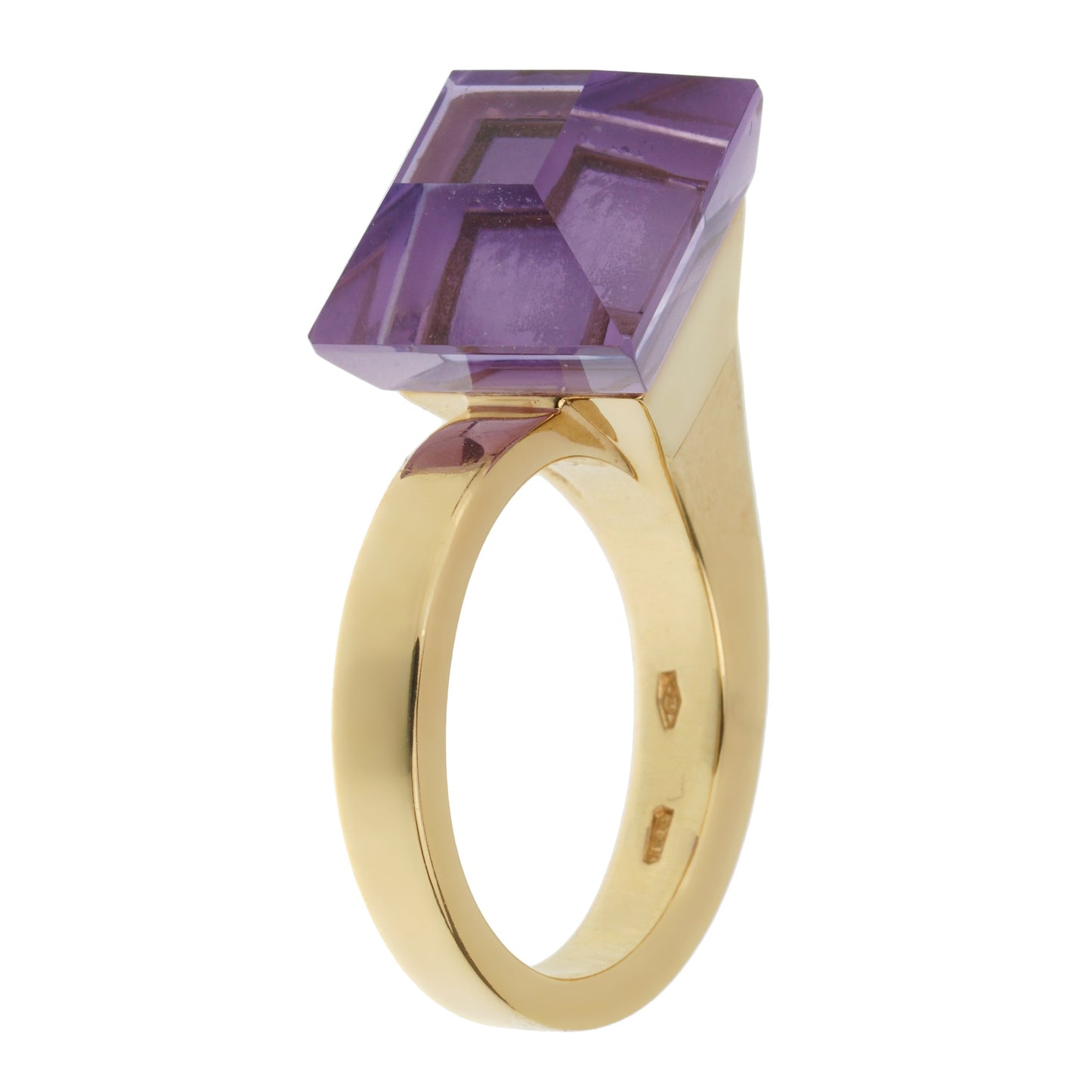 Guthtcci Chiodo Vintage Amethyst 18k Yellow Gold Cocktail Ring Sz 5 3/4