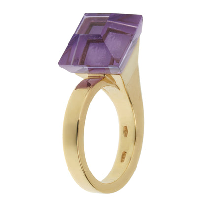 Guthtcci Chiodo Vintage Amethyst 18k Yellow Gold Cocktail Ring Sz 5 3/4