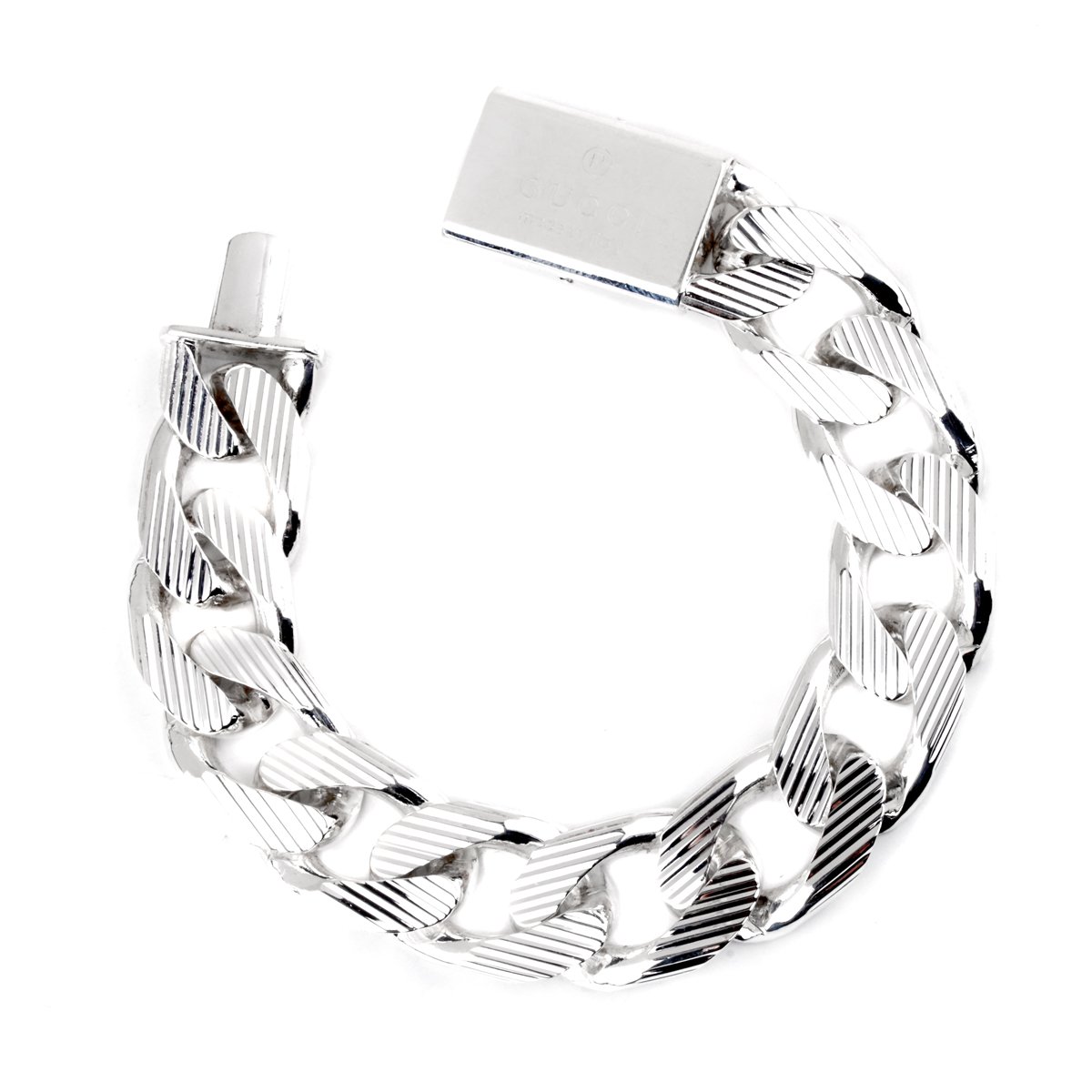 Guthtcci Cuban Link Chain Silver Bracelet