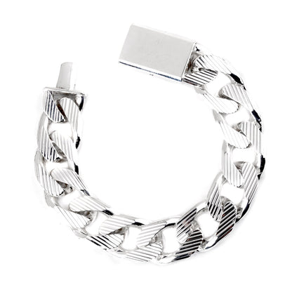 Guthtcci Cuban Link Chain Silver Bracelet