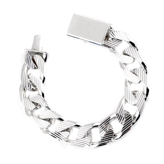 Guthtcci Cuban Link Chain Silver Bracelet