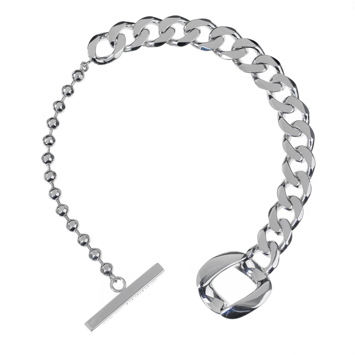 Guthtcci Cuban Link Toggle Silver Bracelet