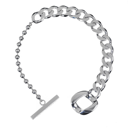 Guthtcci Cuban Link Toggle Silver Bracelet