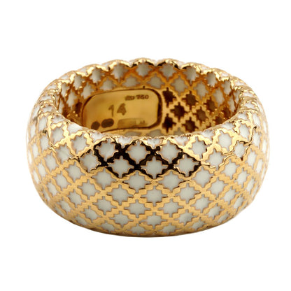 Guthtcci Diamantissima White Enamel Gold Ring