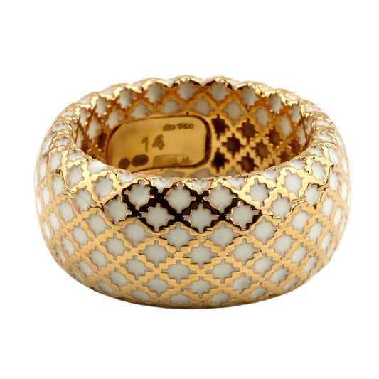 Guthtcci Diamantissima White Enamel Gold Ring