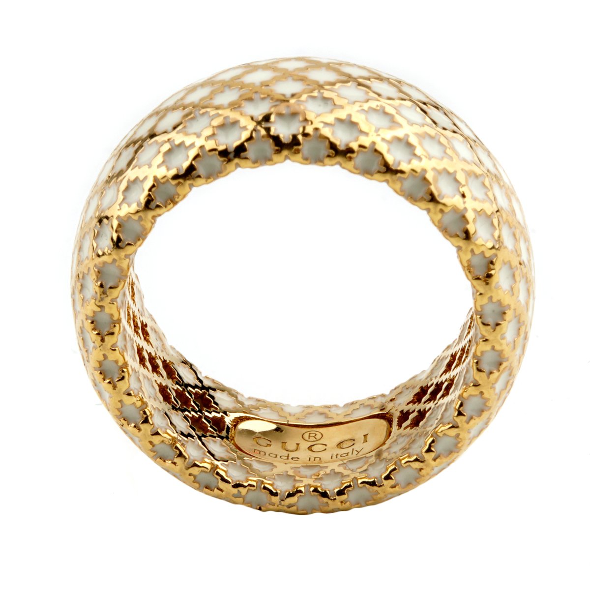 Guthtcci Diamantissima White Enamel Gold Ring