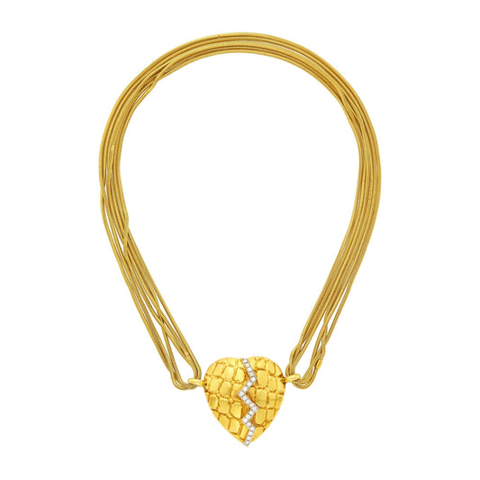 Guthtcci Diamond Heart 18k Yellow Gold Pendant Necklace