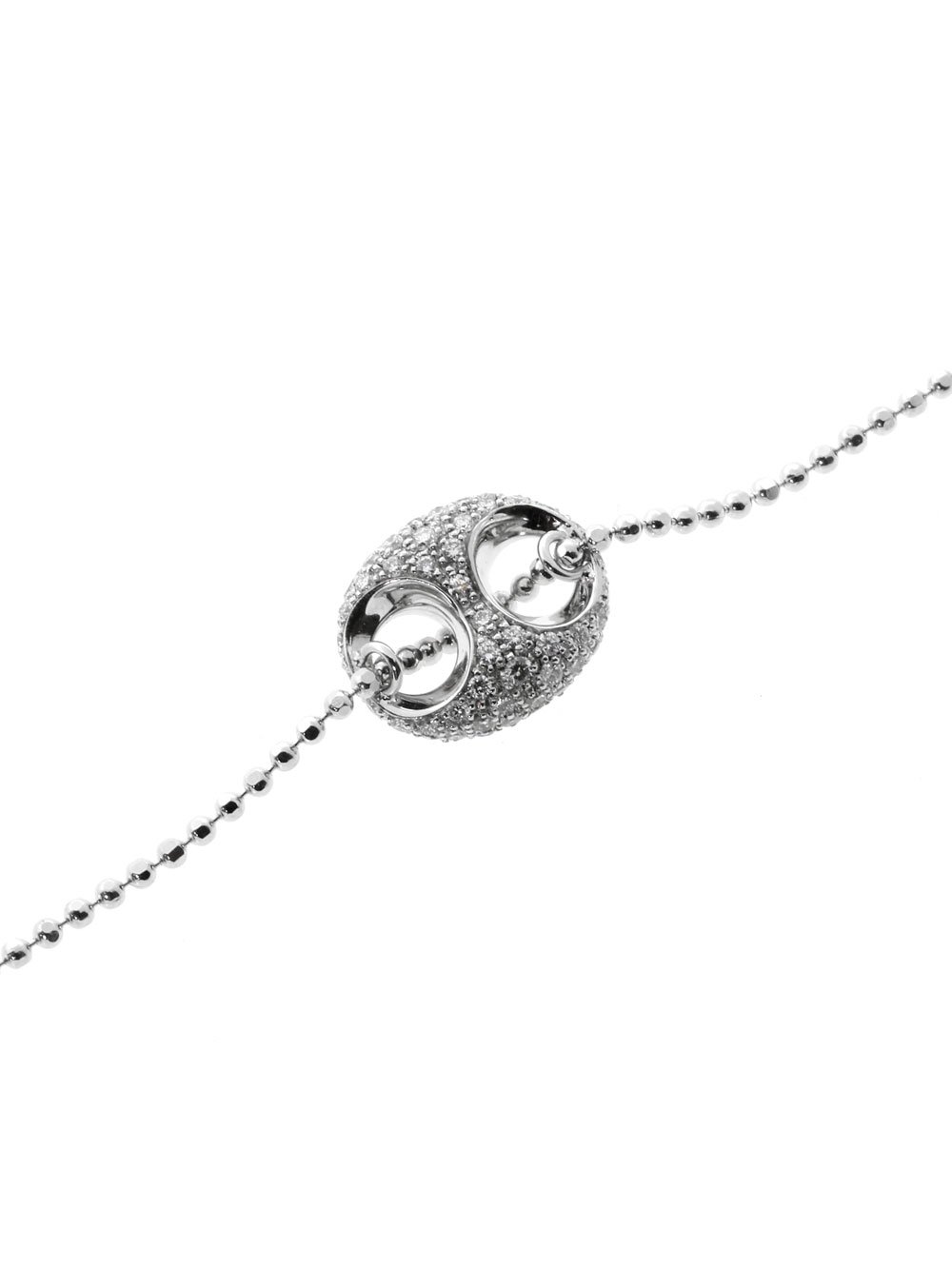 Guthtcci Diamond Horsebit White Gold Bracelet