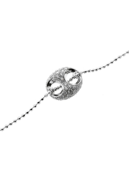 Guthtcci Diamond Horsebit White Gold Bracelet