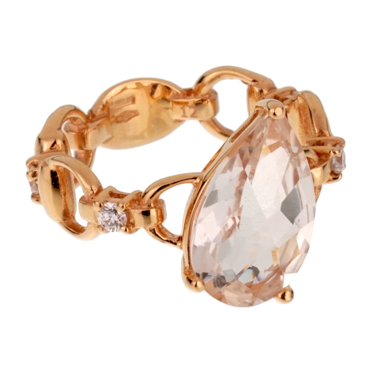Guthtcci Diamond Topaz Rose Gold Cocktail Ring